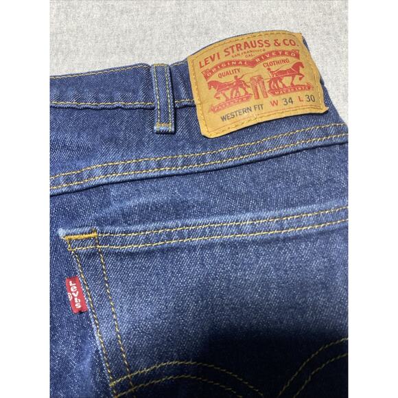Levis Western Fit Jeans Tag 34x30 Actual 34x29 Blue Straight Strong Cowboy Chore - Picture 5 of 14